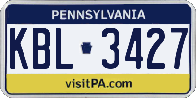 PA license plate KBL3427