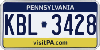 PA license plate KBL3428