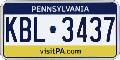 PA license plate KBL3437