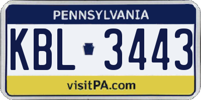 PA license plate KBL3443