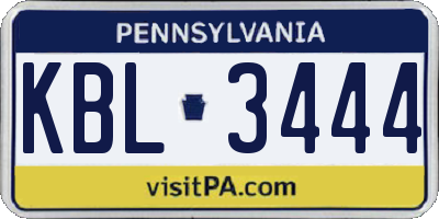 PA license plate KBL3444