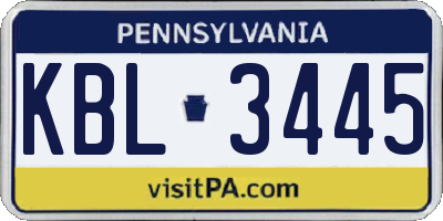 PA license plate KBL3445