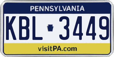 PA license plate KBL3449