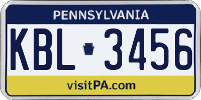 PA license plate KBL3456