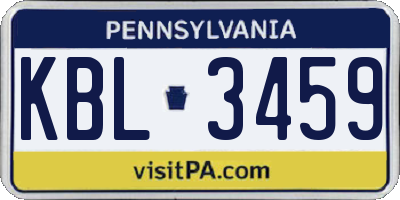 PA license plate KBL3459