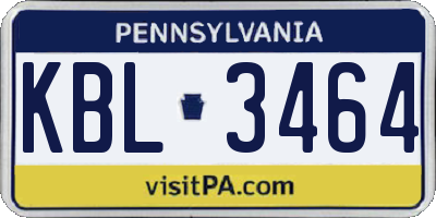 PA license plate KBL3464