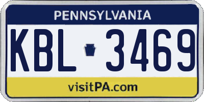 PA license plate KBL3469