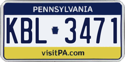 PA license plate KBL3471