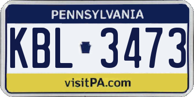 PA license plate KBL3473