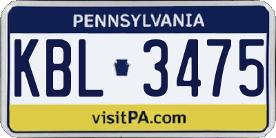 PA license plate KBL3475