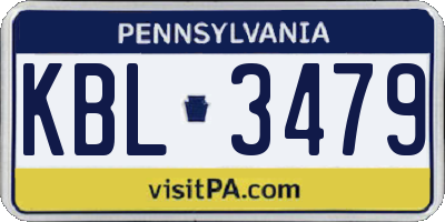 PA license plate KBL3479