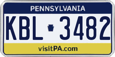 PA license plate KBL3482