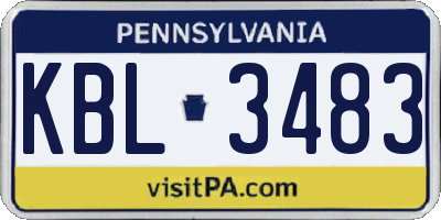 PA license plate KBL3483
