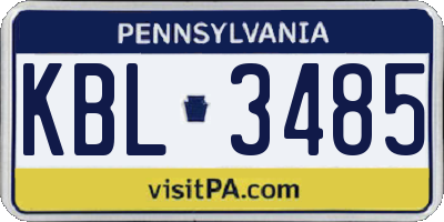 PA license plate KBL3485