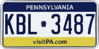 PA license plate KBL3487