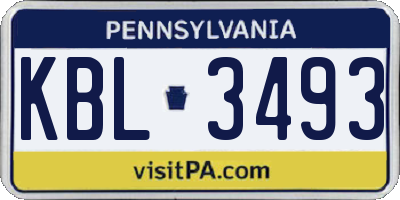PA license plate KBL3493