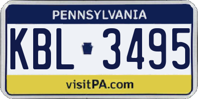 PA license plate KBL3495