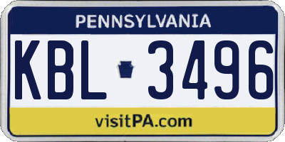 PA license plate KBL3496