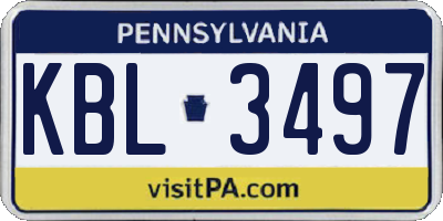 PA license plate KBL3497