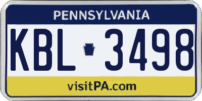 PA license plate KBL3498