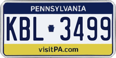 PA license plate KBL3499