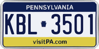 PA license plate KBL3501