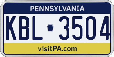 PA license plate KBL3504