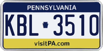 PA license plate KBL3510