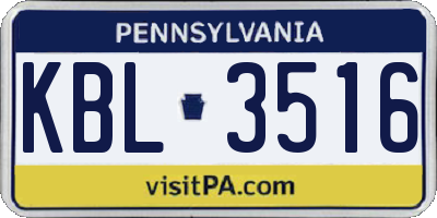 PA license plate KBL3516