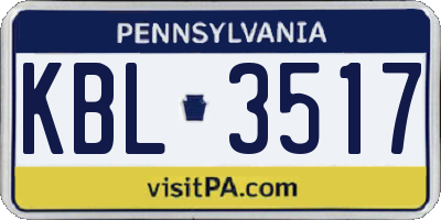 PA license plate KBL3517