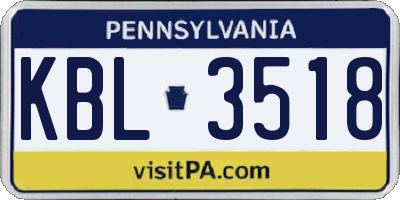 PA license plate KBL3518