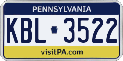 PA license plate KBL3522