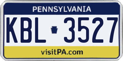 PA license plate KBL3527