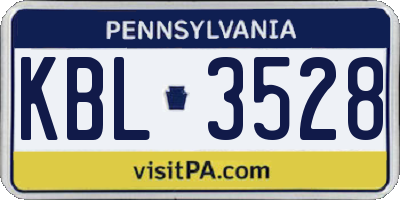 PA license plate KBL3528