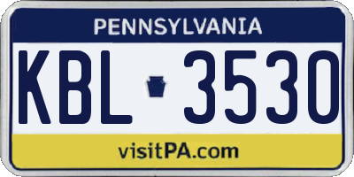 PA license plate KBL3530