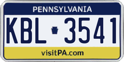 PA license plate KBL3541