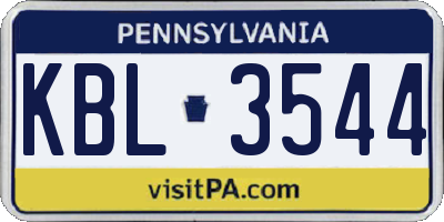 PA license plate KBL3544