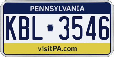 PA license plate KBL3546