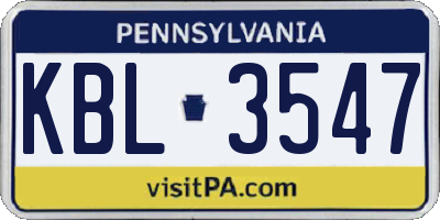 PA license plate KBL3547