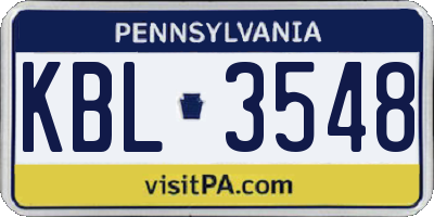PA license plate KBL3548