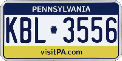 PA license plate KBL3556