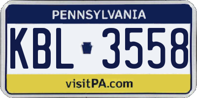 PA license plate KBL3558