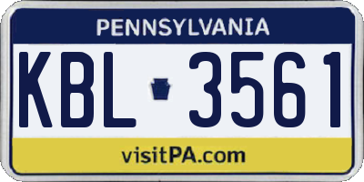 PA license plate KBL3561