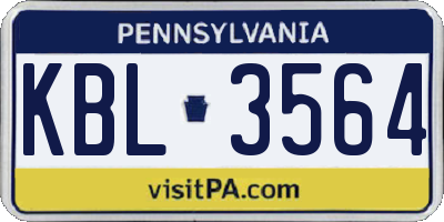 PA license plate KBL3564