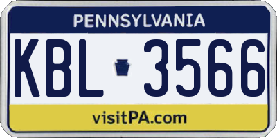 PA license plate KBL3566