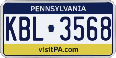 PA license plate KBL3568