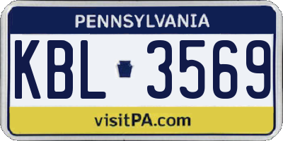 PA license plate KBL3569