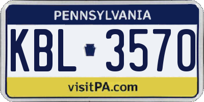 PA license plate KBL3570