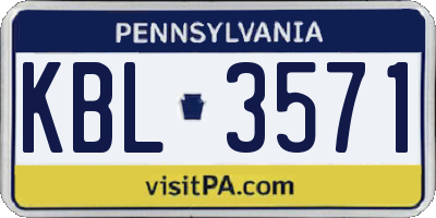 PA license plate KBL3571