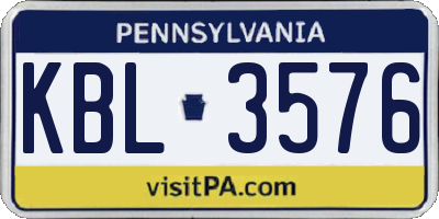 PA license plate KBL3576